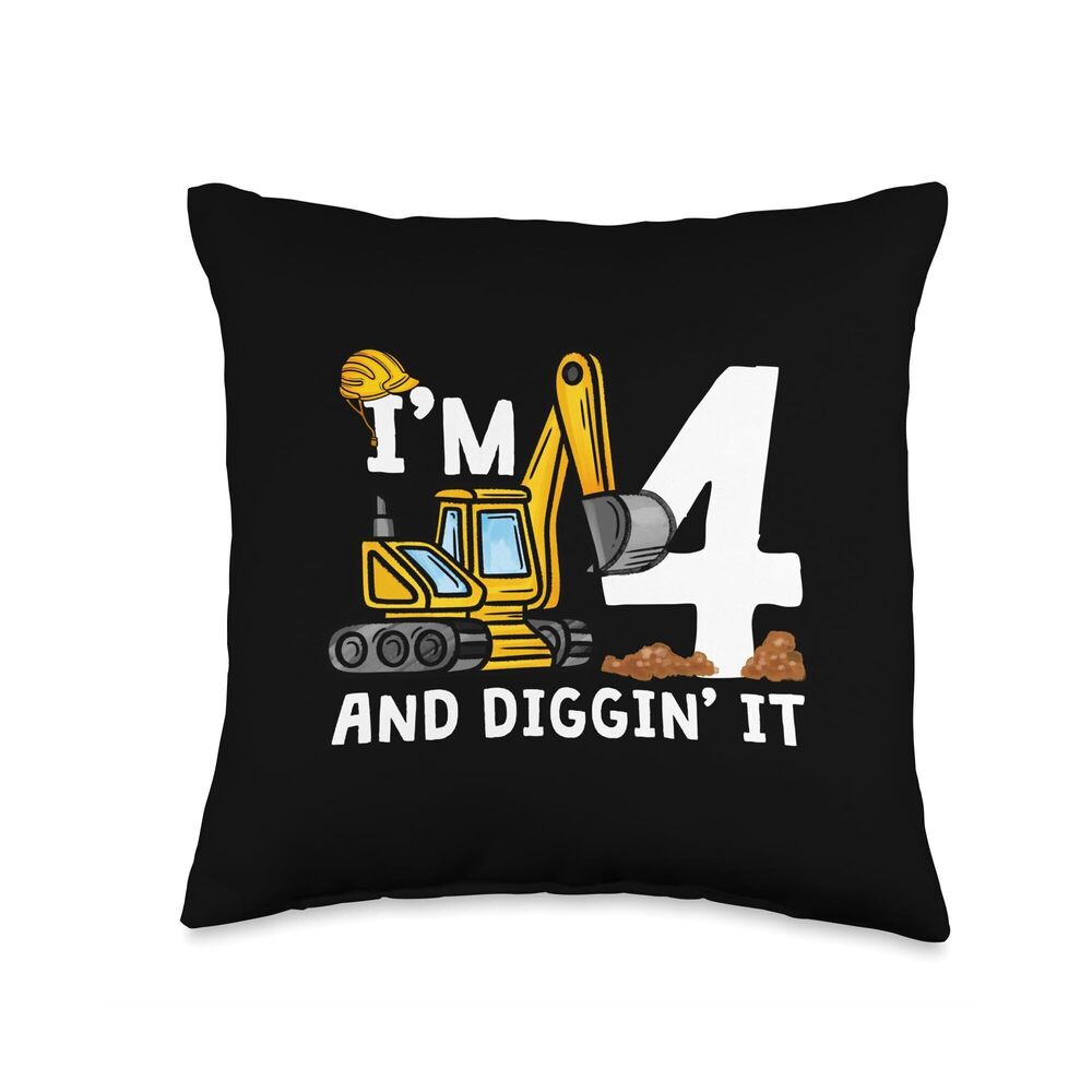 1695 4th Construction Birthday I'm 4 and Digging It 4 Years Old Throw